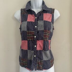 Vintage Cabin Creek Plaid Gingham Star Button Down Vest